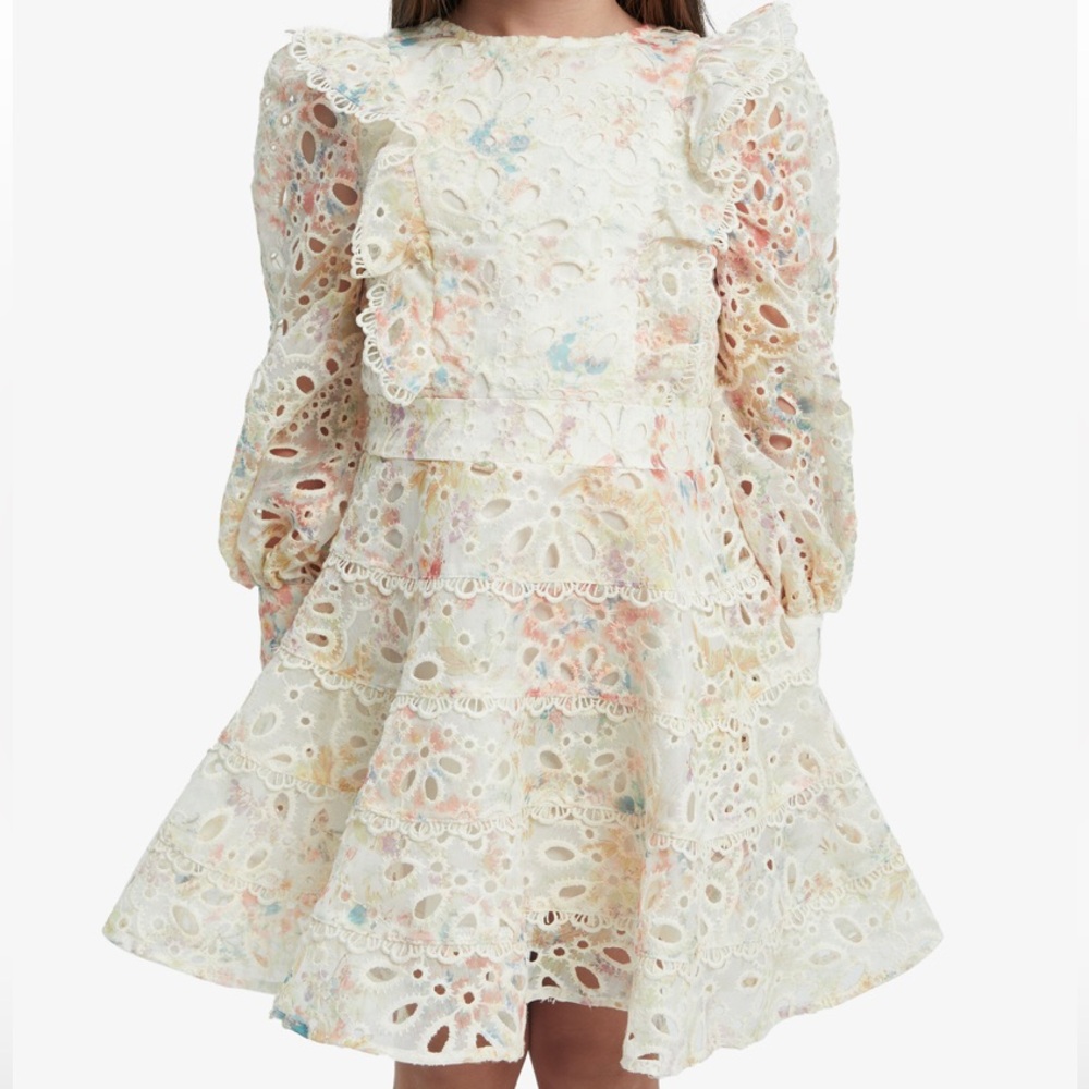 Bardot junior blue and white long sleeve dress size 7